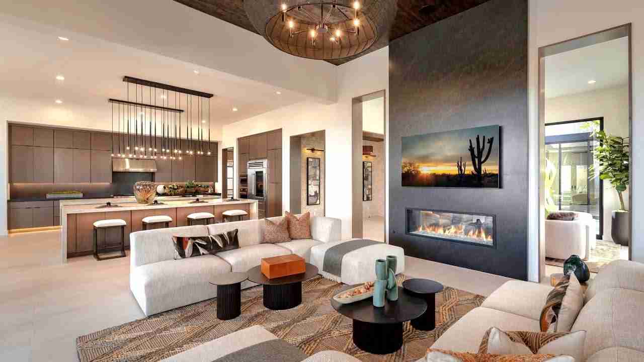Artisan interior living room with curated wood furniture